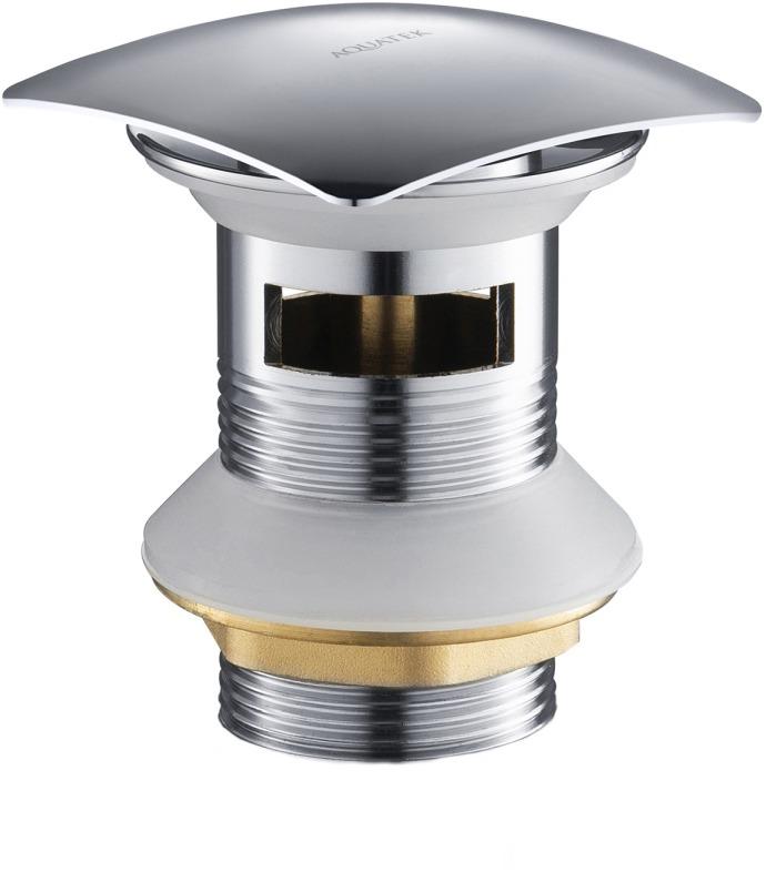 Донный клапан Aquatek Push-open с переливом квадратная крышка хром AQ6004CR