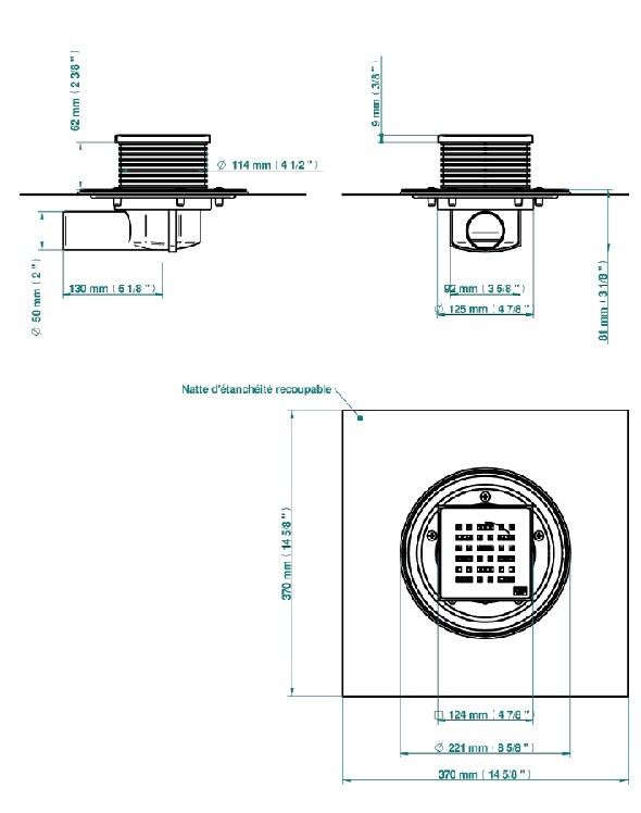 Трап THG с боковым выпуском DN50 матовое золото G00H53764S125C50