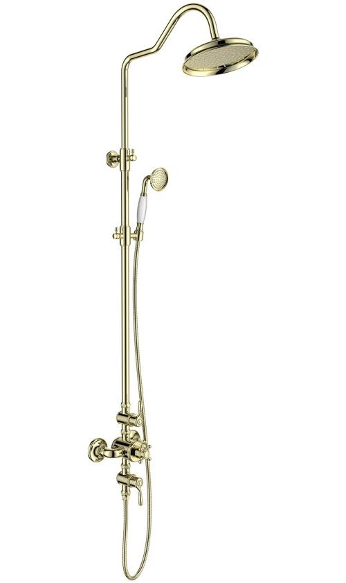 Душевая система Aquanet Классик AQ2563PG термостатическая со смесителем для душа 220 мм полированное золото AQ2563PG