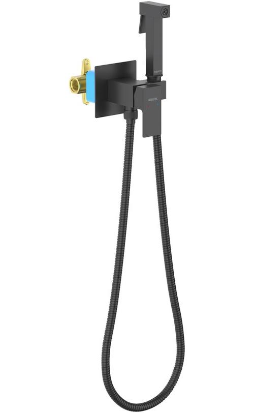 Комплект для гигиенического душа встроенный Aquatek Либра матовый черный AQ1022MB