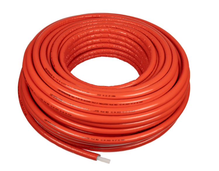 Труба из сшитого полиэтилена USYSTEMS Radi Pipe 20x2.8 мм PN10 в теплоизоляции 6 мм красная бухта 50 м 1136686