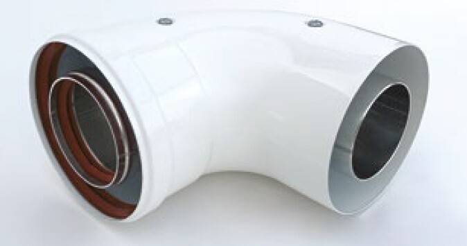 Отвод 90° коаксиальный Hogart 80/125 мм TR12590