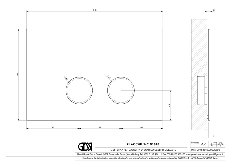 Клавиша смыва Gessi для инсталляции Geberit 215x145 мм Greige matt 54615273