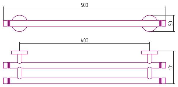 Держатель полотенец двойной Сунержа Каньон 50x10.1x5 см флок белый 53-3002-0500