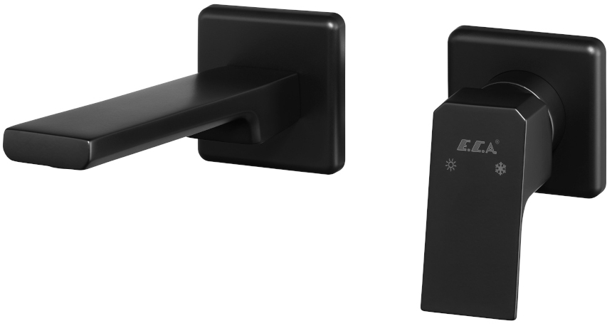 Смеситель для раковины настенный TOPAZ TIERA на 2 отверстия матовый черный (внешняя часть) 102167605C1EX-KK