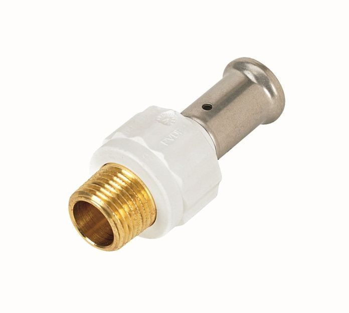Муфта с наружной резьбой Henco 26 x 1 пресс PVDF белая 17PKW-2606
