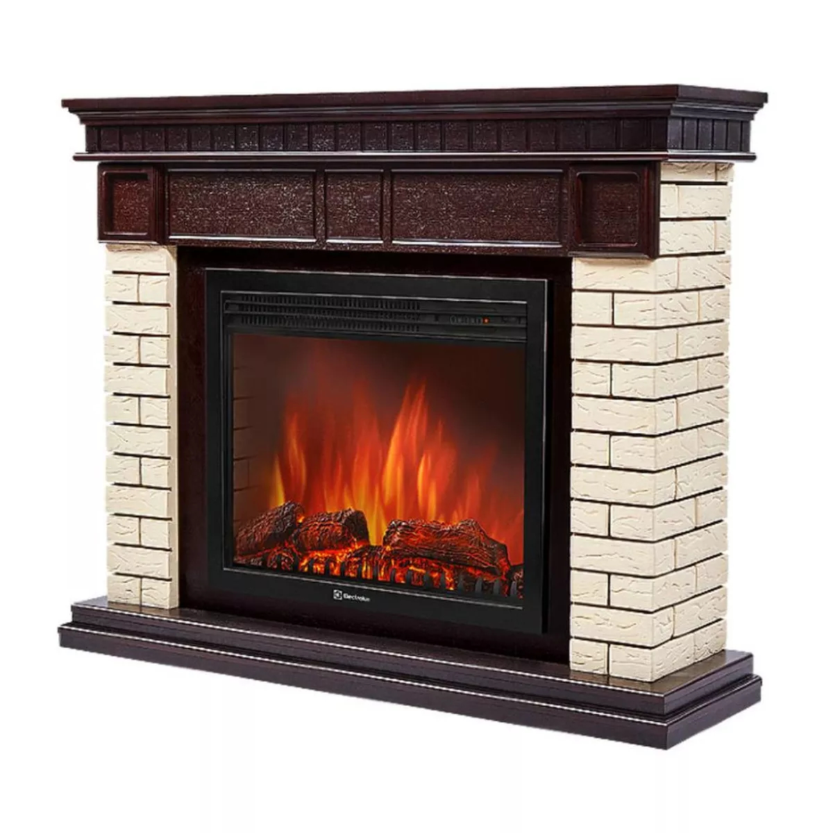 Портал для камина Firelight Bricks 30 камень бежевый шпон темный дуб 18794