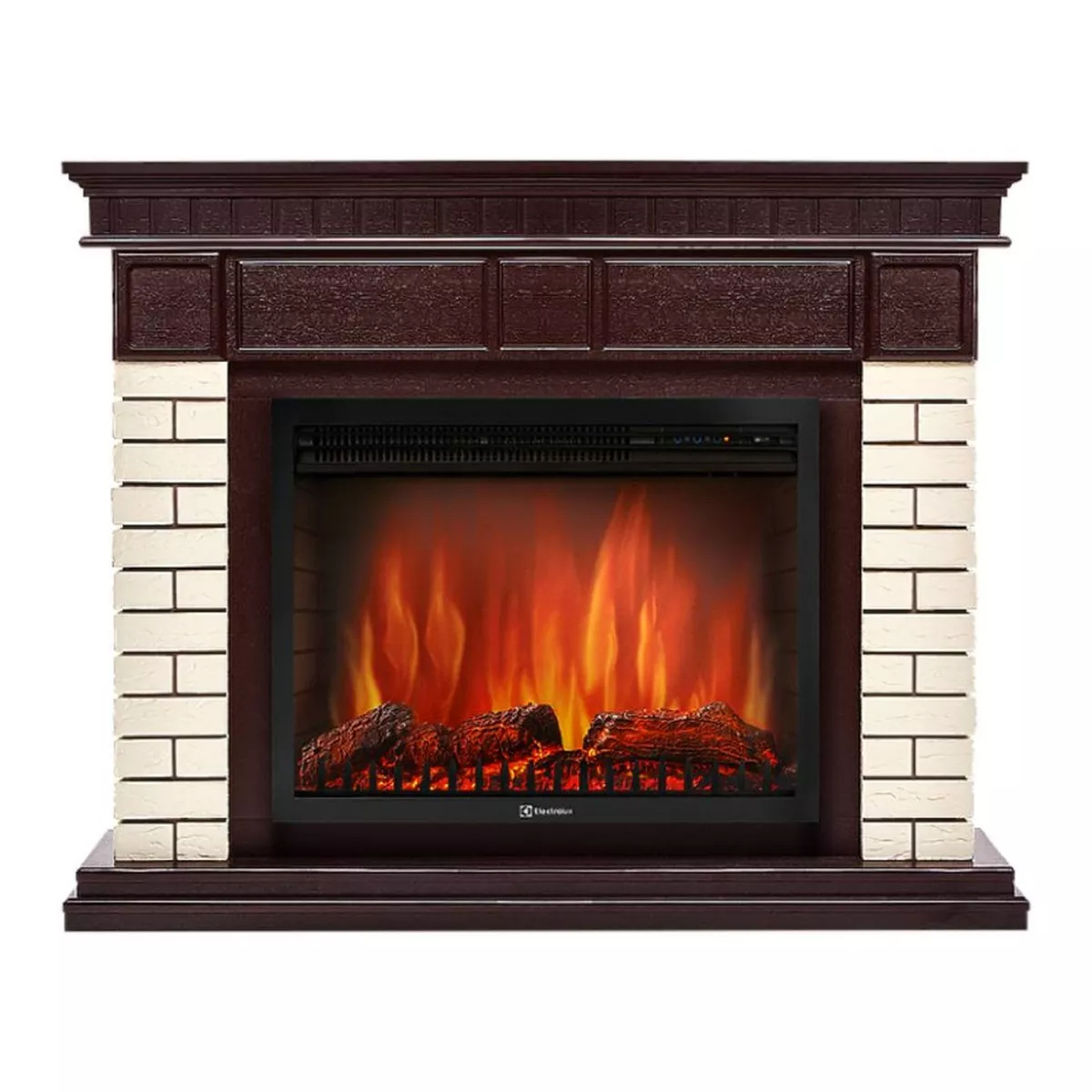 Портал для камина Firelight Bricks 30 камень бежевый шпон темный дуб 18794