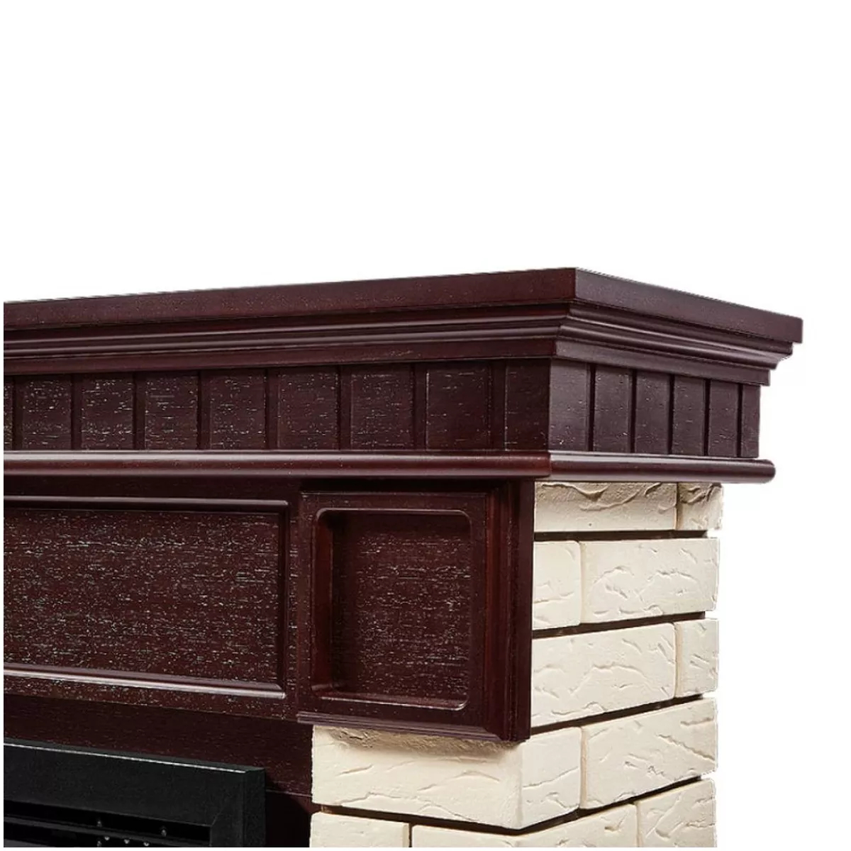 Портал для камина Firelight Bricks 30 камень бежевый шпон темный дуб 18794