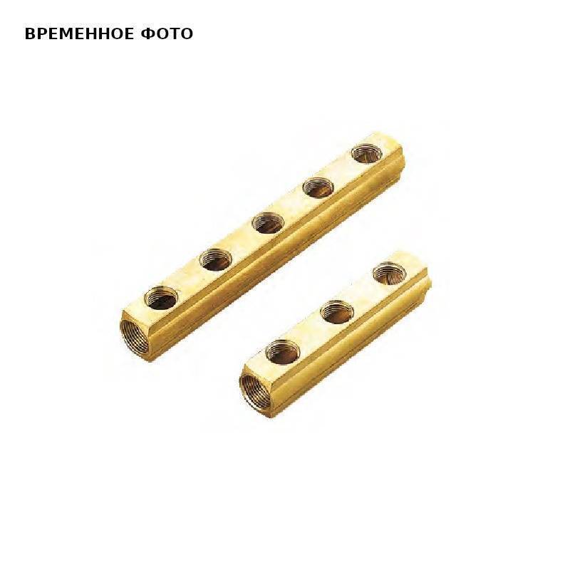 Коллектор магистральный Tiemme 1 1/4 6 выходов 1/2 В 50 мм с отверстием 3/8 1970067