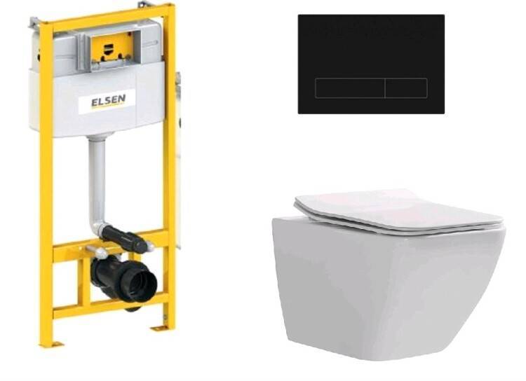 Комплект инсталляция с подвесным унитазом ELSEN E16 360x530x365 мм клавиша черный матовый EIN5001120E16blackmatt818BSet