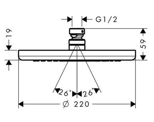 Верхний душ Hansgrohe Croma 220 1jet 26464000