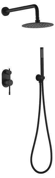Душевой комплект Boheme Uno смеситель встраиваемый с верхним и ручным душем black 464-B