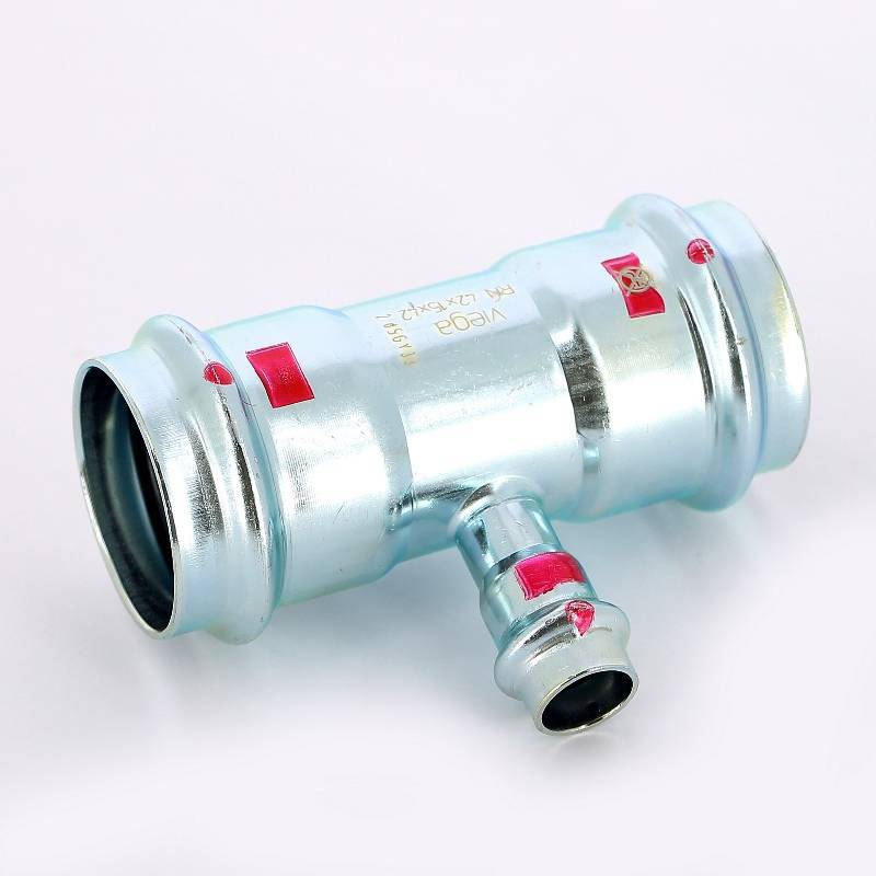 Тройник пресс Viega Prestabo оцинкованная сталь 42х15х42 мм 642556