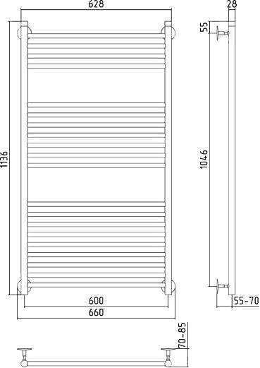 Полотенцесушитель водяной Стилье Универсал-53 66x113.6 см 00653-1260