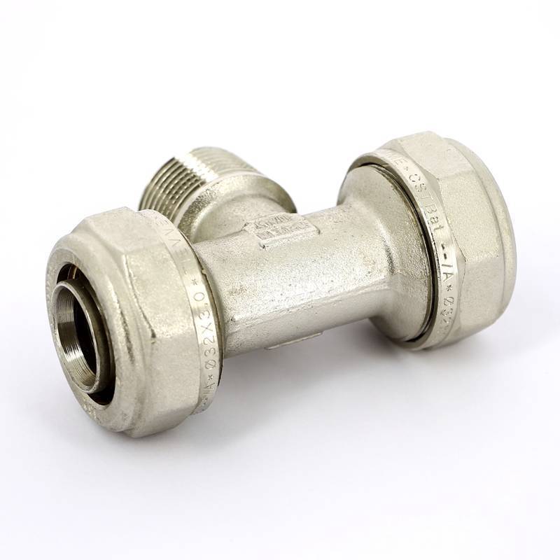 Тройник обжимной Tiemme никелированный 32x1x32 наружная резьба 1600085