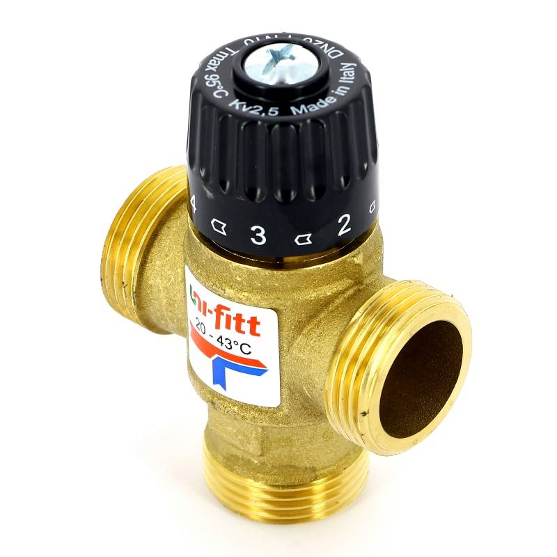 Клапан термосмесительный Uni-Fitt 1 20-43°C Kvs 2.5 боковое смешение 351G0540