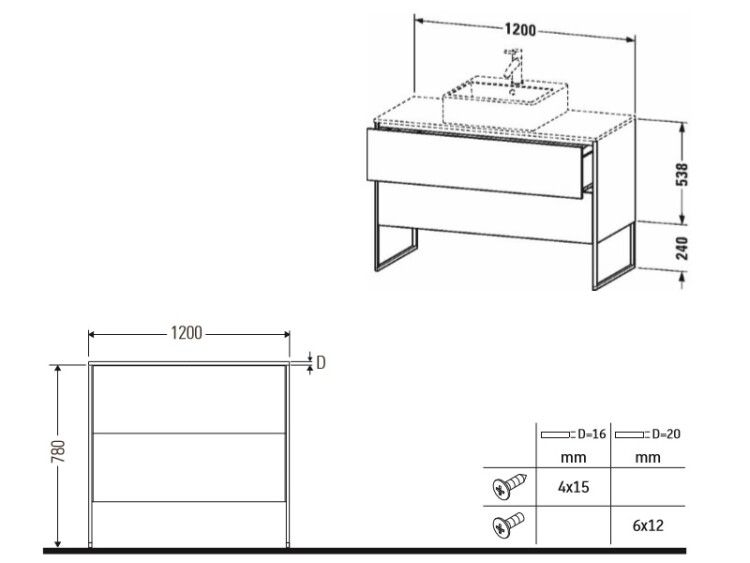 Тумба под раковину Duravit XSquare 1200x548x778 мм напольная цвет лён XS492207575