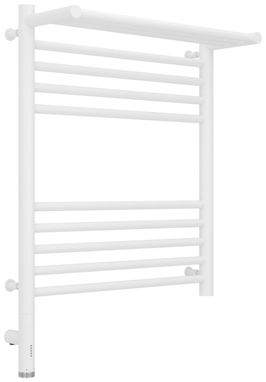 Полотенцесушитель электрический Сунержа Богема 3.0 с 1 полкой 500x600 мм МЭМ нижнее слева белый матовый 3058066050