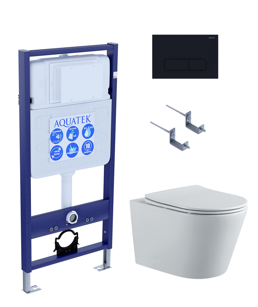 Комплект инсталляции AQUATEK ВЕГА-1905-017 рама INS-0000012 кнопка KDI-0000017 унитаз AQ1905-00