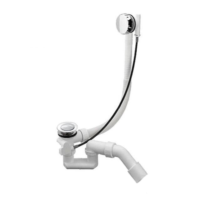 Слив-перелив полуавтомат для ванны Styron 700 мм с сифоном и гофрой хром ST-0000010