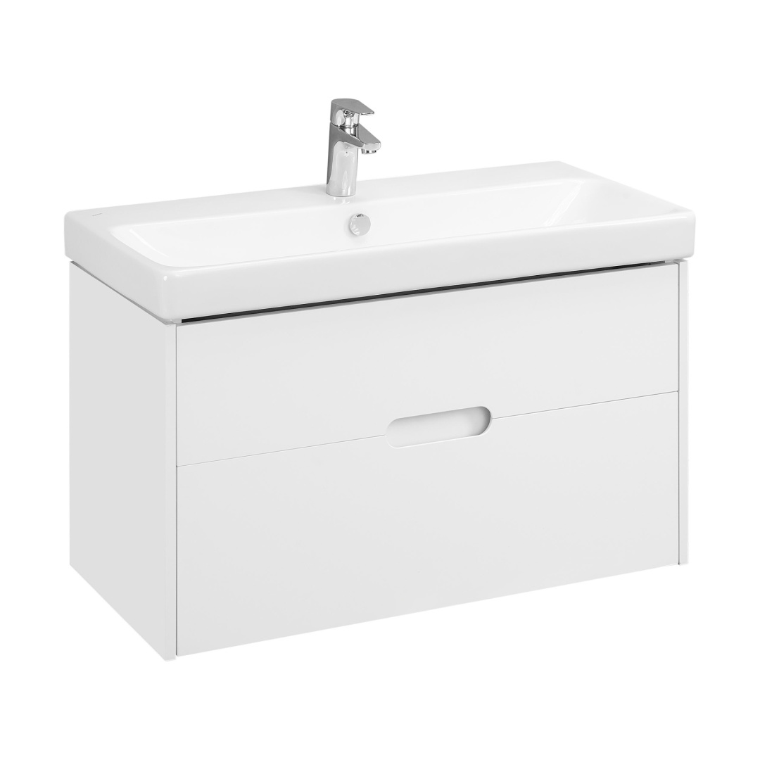 Комплект мебели для ванной Aquaton Оливия 90 Белый матовый с раковиной Адриана 90 1A2544K0OL010