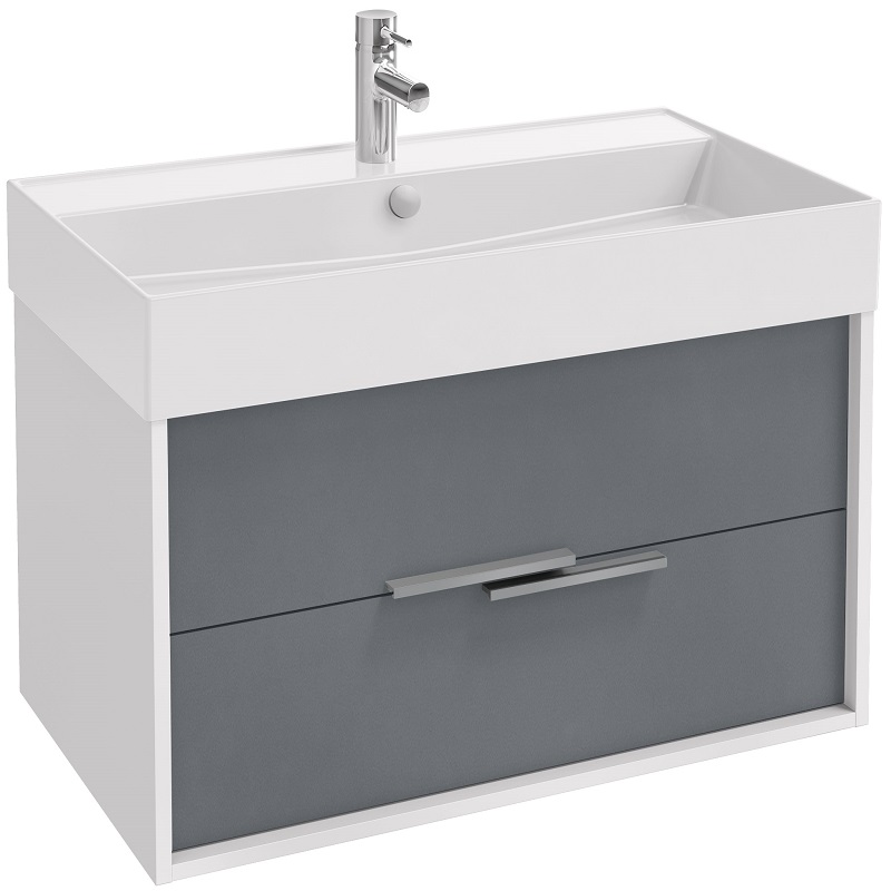 Тумба для раковины Jacob Delafon Vivienne 80 см белый блестящий / серый матовый EB1667-J5-J54