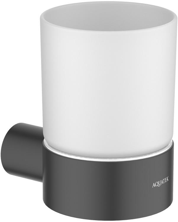 Стакан с держателем Aquatek Лира матовый черный AQ4404MB
