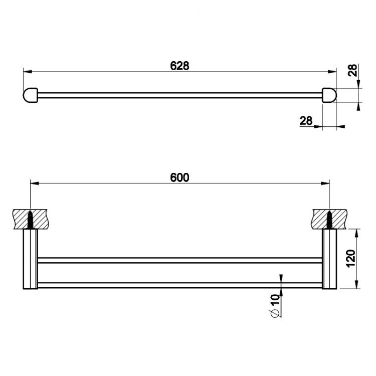 Полотенцедержатель Gessi Rilievo двойной 600 мм Finox Brushed Nickel 59405149