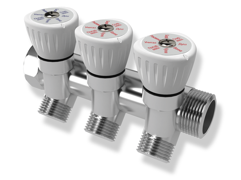 Коллектор с регулировочными вентилями Royal Thermo 3/4 x 1/2 3 выхода 1042923