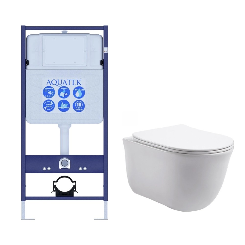 Комплект инсталляция AQUATEK Standard INS-0000012 и унитаз КЛАССИК AQ1111-00 без клавиши КЛАССИК