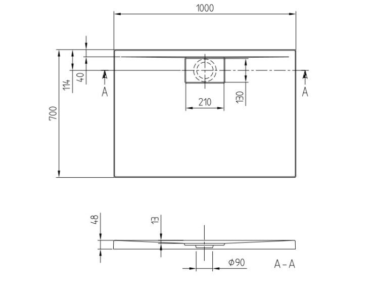 Душевой поддон Villeroy & Boch Architectura Metalrim 1000x700x48 мм с антислипом Vilbogrip альпийский белый UDA1070ARA248GV01