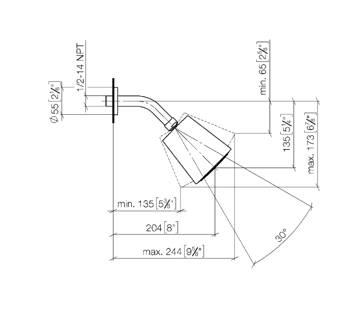 Верхний душ Dornbracht 100 мм настенный матовая латунь 28504979-28