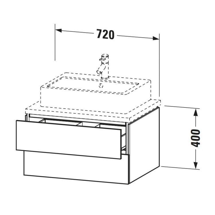 Тумба под раковину Duravit L-Cube 720x547x400 мм подвесная графит суперматовый LC581608080