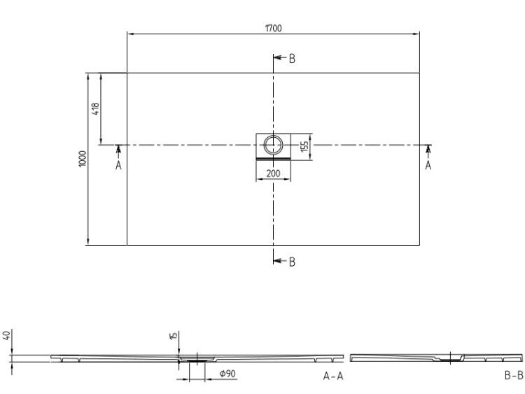 Душевой поддон Villeroy & Boch Squaro Infinity 1700x1000x40 мм цвет Stone White UDQ1710SQI2IVRW