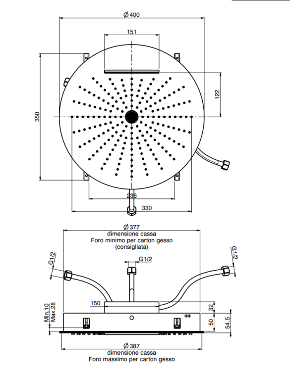 Верхний душ Fima Carlo Frattini Showerhead 400x400 мм круглый встраиваемый 3 режима цвет брашированная янтарная бронза F5911ZS