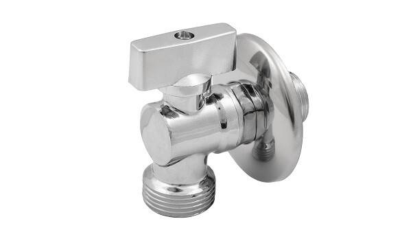 Кран шаровой угловой для стиральных машин Everline 3/4x1/2 НН ручка-бабочка с розеткой EV913412