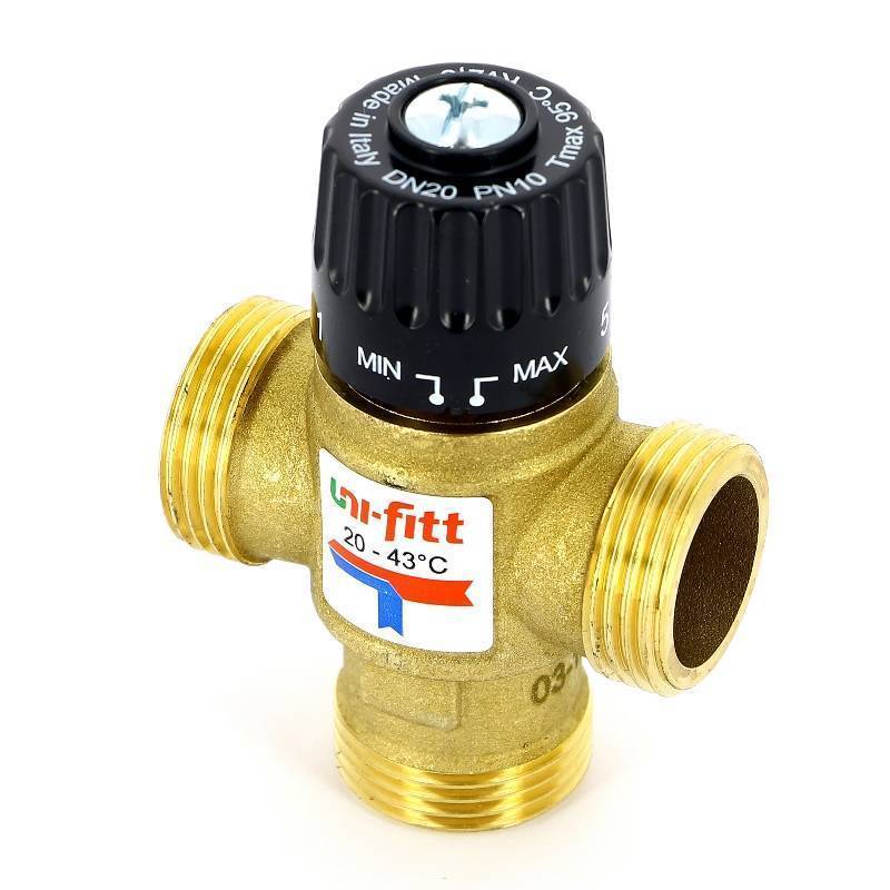 Клапан термосмесительный Uni-Fitt 1 20-43°C Kvs 2.5 боковое смешение 351G0540