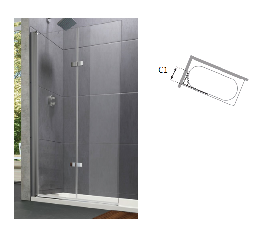 Душевая перегородка Huppé Design Pure 1040x1600 мм блестящее серебро прозрачное стекло
