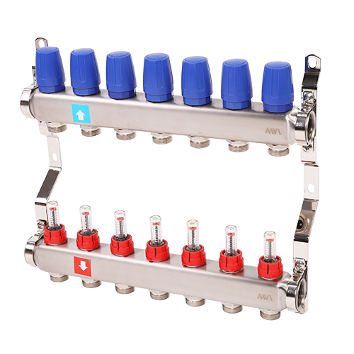 Коллекторная группа Hogart Premium 1 x 3/4 EK 7 выходов с расходомерами HOGMS50706