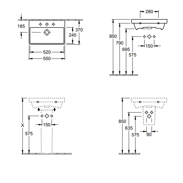 Раковина Villeroy & Boch Avento 550x370 мм альпийский белый 4A005501