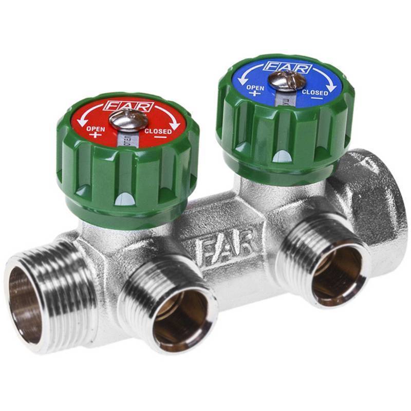 Коллектор проходной FAR 2 выхода 1 x 3/4 HP-BP плоское уплотнение 45 мм FK 3821 134TP