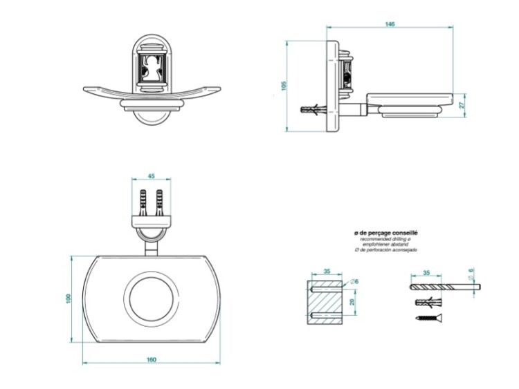 Мыльница THG Ange настенная 160х146х105 мм хром A2G-A02/500