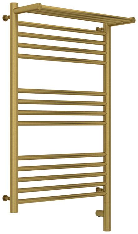 Полотенцесушитель электрический Сунержа Богема 3.0 с 1 полкой 800x500 мм МЭМ нижнее справа латунь состаренная 05158078050