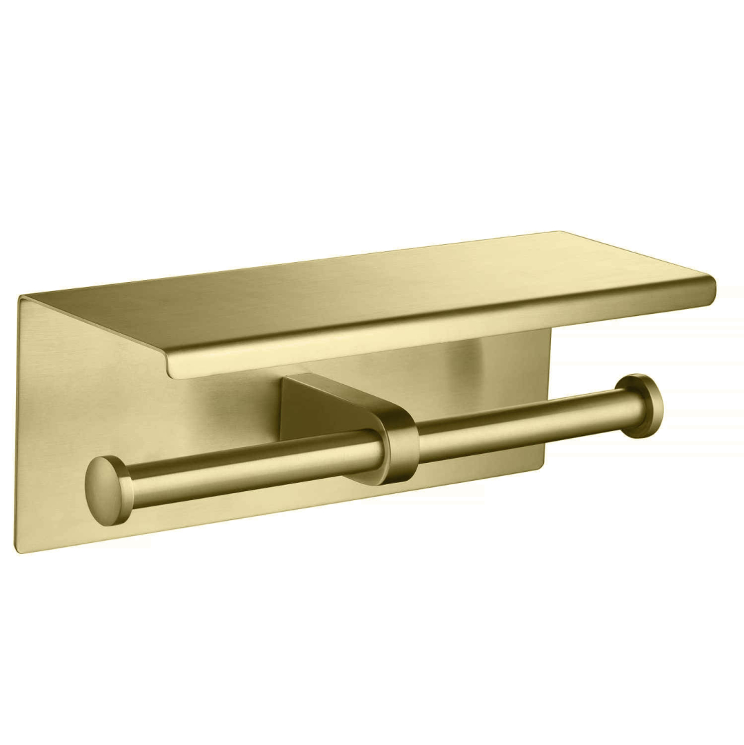 Бумагодержатель двойной с полкой Aquanet ОБЕРОН шлифованное золото AQ4909BG