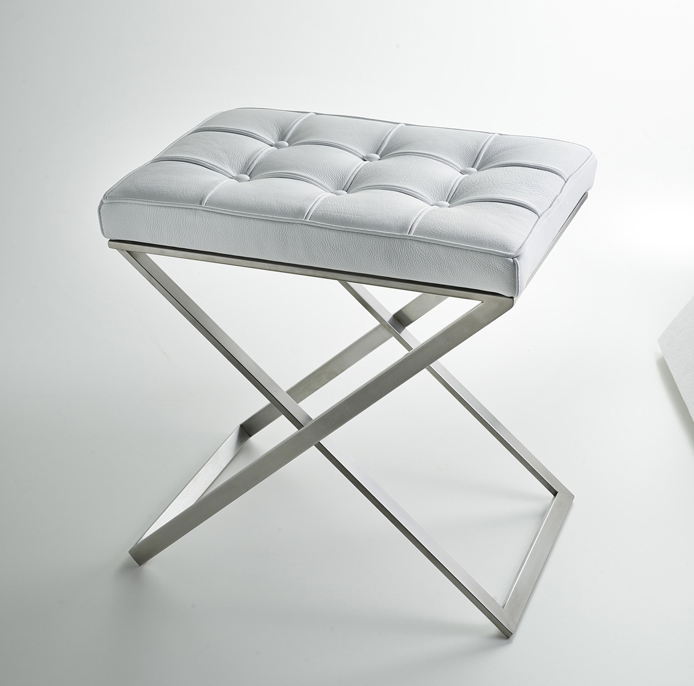 Стул 3SC Lino Lone со стежкой 500х360х500 мм белая кожа/никель LONECNX01