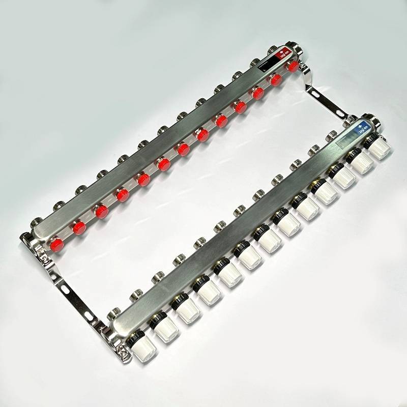 Коллекторная группа 1 x 13 выходов 3/4 STOUT с балансировочными клапанами из нержавеющей стали без концевых групп 451W4313