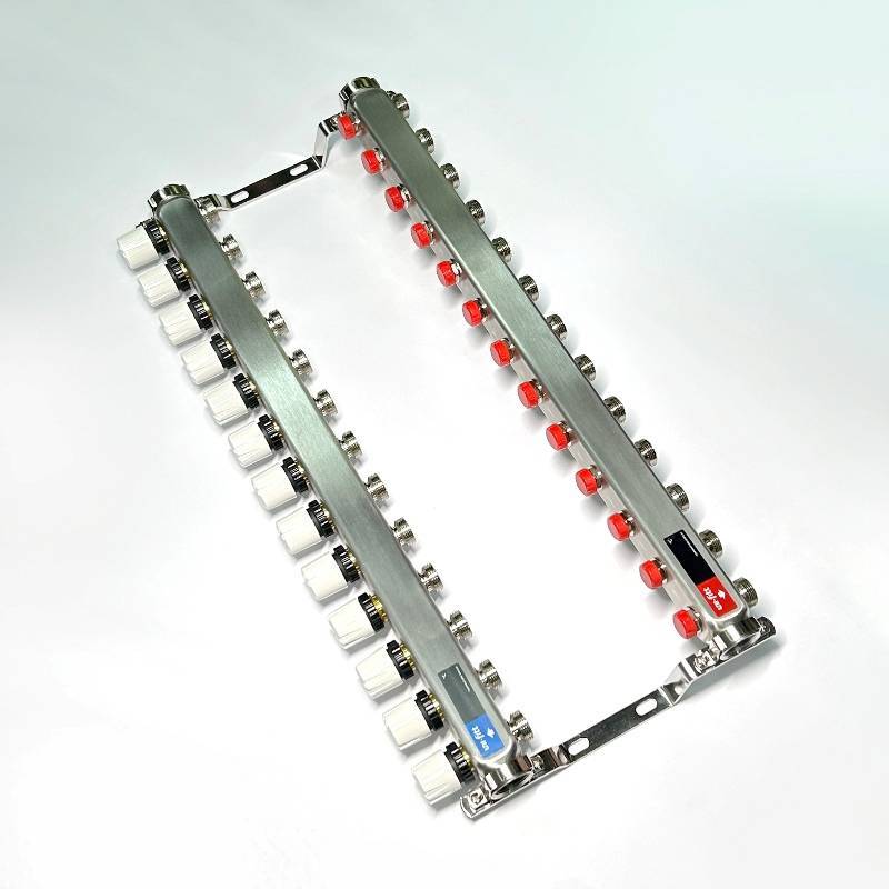 Коллекторная группа 1 x 13 выходов 3/4 STOUT с балансировочными клапанами из нержавеющей стали без концевых групп 451W4313