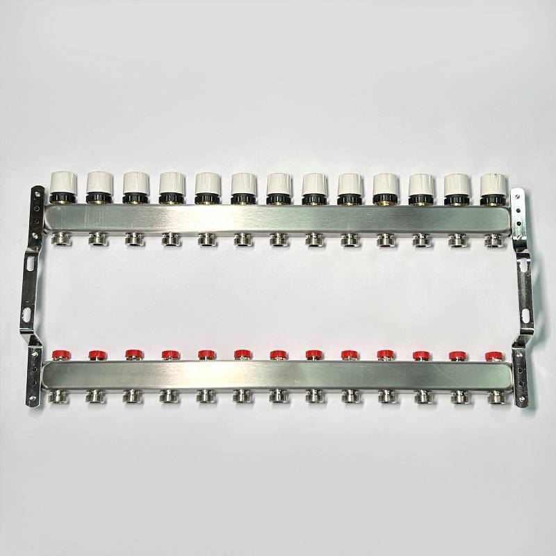 Коллекторная группа 1 x 13 выходов 3/4 STOUT с балансировочными клапанами из нержавеющей стали без концевых групп 451W4313