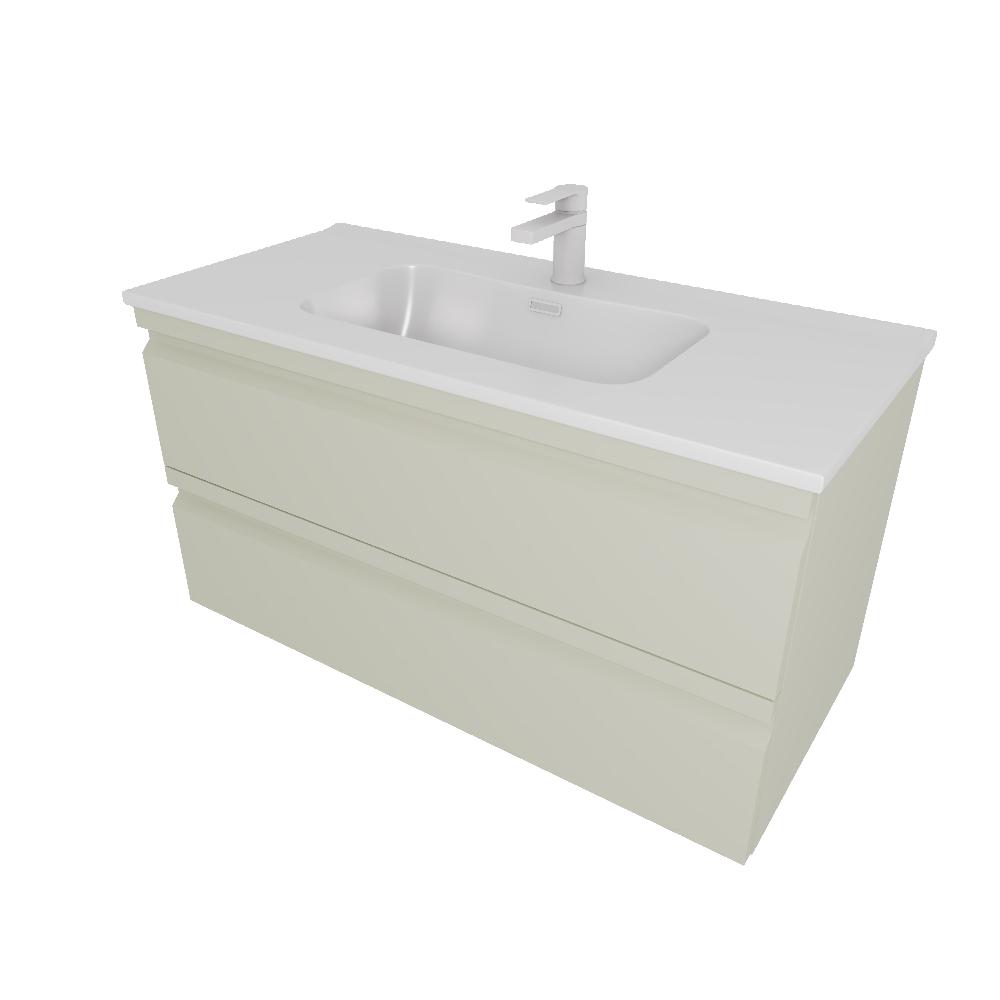 Комплект мебели для ванной AQUATON ВЕГА 100 с раковиной AQ4100-00 шалфей зеленый AQ77100-GS